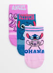 Disney Lilo & Stitch Trainer Socks 3 Pack 6-8.5 Pink female