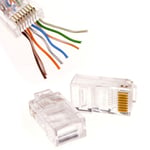 RJ45 Cat5e / Cat 6 PASS-THROUGH Crimp Ends Modular Ethernet Network Cables Plugs