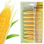 8 x STAINLESS STEEL CORN ON THE COB HOLDERS BBQ PRONGS SKEWERS FORKS PARTY UK