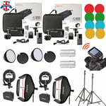 UK 2*Godox 2.4 TTL HSS AD200 Flash+Xpro-S for Sony+60*60cm sofbtox light stand