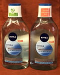 2 x Nivea HYDRA SKIN EFFECT Pure Hyaluron All in 1 Micellar Water 400ml