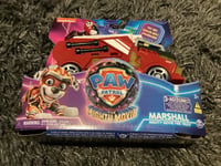 BNIB New Spinmaster Paw Patrol Mighty Movie Fire Truck & Marshall Figure Sounds