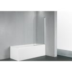 Prisma badkarsvägg, 130x75 cm, klart glas, vit profil