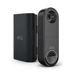 Arlo Essential Wireless Video Doorbell Security Camera, 1080p HD Doorbell Camera + Rechargeable Battery Bundle, Black