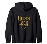 Boss Lady Heart Design Zip Hoodie