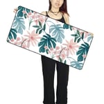Large Keyboard Mat Tropical Leaves Large Mouse Pad Gamer Play Mats Keyboard Mat Desk Mat Computer Game Tablet Game Gaming With Lock Edge 400X900X3Mm