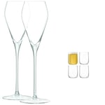 LSA Wine Prosecco Glass 250 ml Clear | Set of 2 | Mouthblown and Handmade Glass | WI54 & LSA Borough Bar Glass 625 ml Clear | Set of 4 | Dishwasher Safe | BG03