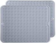 YUNLAN 2 packs of silicone dish mat-15.9" X 12.1"-kitchen countertop mat, non-slip dish mat, heat-resistant Trivet, dishwasher safe (2 sets, gray) dish drying mat (Color : Gray)