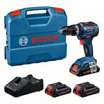 Bosch Professional 18V System perceuse-visseuse à percussion sans-fil GSB 18V-55 (moteur sans charbon, 55 Nm, 1 750 tr/min, avec 3 batteries ProCORE 4.0Ah, chargeur GAL 18V-40, dans L-Case)