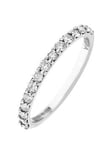 Love DIAMOND 9ct White Gold 0.50ct Diamond Wedding Band Ring, White Gold, Size L, Women