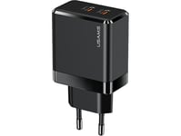 Usams Charger 2Xusb-C T54 Gan 40W(Only Head) Pd Fast Charging Black/Black Cc172tc01 (Us-Cc172)