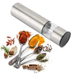 Electric Salt and Pepper Mill Grinder Brushed Stainless Steel Finish, Ceramic Mechanism Great for Himalayan Rock Salt Pepper Dried Herbs Spices No Shaker Pots Mess Eliminate Spill