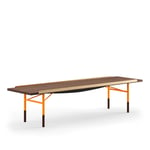 House of Finn Juhl - Table Bench Medium, Without Brass Edges, Walnut, Orange Steel - Bänkar
