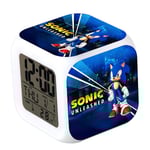 Sonic Digital Väckarklocka med 7 Färgväxlande LED-Nattlampa Anime Spel Sängbordsklocka Heminredning Barn Kreativa Gåvor D