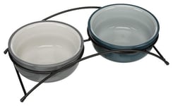 Matbar keramikskålar grå / petrol (2 x 0.25 l /ø 13 cm)
