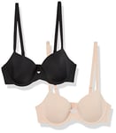 Amazon Essentials Soutien-Gorge en Microfibre Demi Bonnets à Bretelles Réglables - Couleurs abandonnées Femme, Lot de 2, Rose Blush, 95C