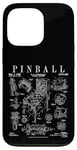Pinball Arcade Gaming Machine Vintage Gamer Imprimé Brevet Coque pour iPhone 13 Pro