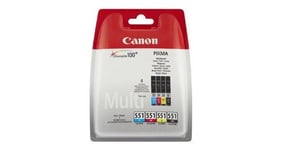 Canon cli-551 c-m-y-bk multipack - pack de 4 - noir- jaune- cyan- magenta - original - r servoir d-encre - pour pixma ip7250- ip8750- ix6850- mg5