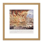 Read And Company The Great Fire Near London Bridge 8X8 Inch Square Wooden Framed Wall Art Print Picture with Mount