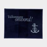 Båtmatta Velkommen ombord, 61 x 45 cm, rektangel, marinblå