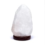 Saltkristallampa Vit Med Träfot 2 - 3 Kg