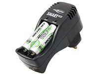 ANSMANN Smart Eco Charger Set | For charging AA & AAA rechargeable batteries | with 4 x AA NiMH 800 mAh capacity batteries, ideal for phone handsets, games consoles | great value overnight charger