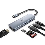 HUB USB C, HUB USB 3.0, Station d'accueil USB C 6 en 1 avec 2 * USB 3.0, HDMI 4K, PD 100 W, lecteurs de Cartes SD/TF compatibles avec Les Ordinateurs Portables, Windows, Linux, systèmes Chrome OS