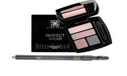 Avon True Perfect Wear Eyeshadow Quad - NEARLY NAKED with brow pencil
