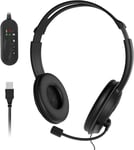 Stereo Computer Headset, USB Headsets with Microphone Over Ear,Lightweight PC