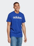 adidas Sportswear Mens Essentials Linear Logo Short Sleeve T-Shirt - Blue, Blue, Size L, Men