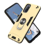 HAOTIAN Case for OPPO A52/A72, Hybrid Armor Defender Dual Laye Anti-Scratch Kickstand & Flexible Ring Grip, Military Grade Shockproof Thin Silicone Hard Phone Cover, Gold