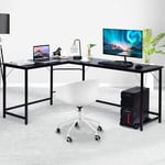 L-format datorbord PC hörn skrivbord vinkelskrivbord svart/naturligt 168 x 125 x 74 cm-svart