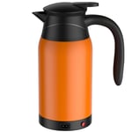 Travel Kettle, 1000ml 12V Portable Stainless Steel Electric Car Kettle, Car Coffee Mug with Charger Electric Kettle Pot Heated Water Cup for Hot Water, Coffee, Tea, Give You a Winter Warmth (Orange)