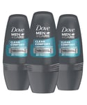 Dove Men+Care 48H Anti-Perspirant Deodorant Roll-On, Clean Comfort, 3Pk, 50ml - NA - One Size