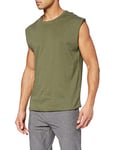 Urban Classics Men's Open Edge Sleeveless Tee Sleeveless T-Shirt for Men Crew Neck Cotton Sizes XS-5XL, Olive, 3XL