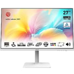 MSI Modern MD272XPW 27 Inch FHD Office Monitor - 1920 x 1080 IPS Panel, 100 Hz, Eye-Friendly Screen, HDR Ready, Built-in Speakers, 4-Way Adjustable Stand, KVM - DP 1.2a, HDMI 1.4b, USB Type-C