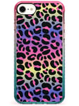 Rainbow Gradient Leopard Print Pink Impact Phone Case for iPhone 7 Plus, for iPhone 8 Plus | Protective Dual Layer Bumper TPU Silikon Cover Pattern Printed | Colourful Animal Print Pattern Neon