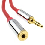 1.5m PRO METAL RED 3.5mm Stereo Jack Headphone Extension Cable