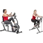 Sunny Health & Fitness Exercise Bikes, Magnetic Recumbent Bike, Stationary Cycling Bike SF-RB4616S and Row-N-Ride™ PRO Squat Assist Trainer - SF-A020052