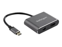 StarTech.com USB C Multiport Video Adapter, 4K 60Hz USB-C to HDMI 2.0 or Mini DisplayPort 1.2 Monitor Adapter, USB Type-C 2-in-1 Display Converter HDMI/MDP HBR2 HDR, Works w/ Thunderbolt 3 - USB-C 2 in 1 Adapter (CDP2HDMDP) - Videokort - USB-C hane t