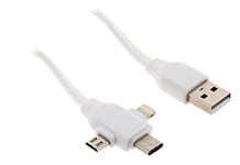 Zenitech Câble USB universel avec triple sortie USB-C, Micro USB et Lightning pour iPhone/iPad