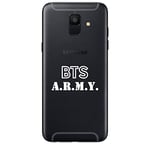 ZOKKO Coque Samsung A6 2018 BTS Army - Souple Transparente Encre Blanc