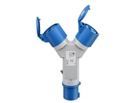 Cee-Adapter, Cee-Kontakt Till 2X Cee-Uttag - Kombinationsuttag Typ Cee + 2X Skyddskontaktuttag
