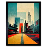 Broadway New York City Street Modern Cityscape Art Print Framed Poster Wall Decor 12x16 inch