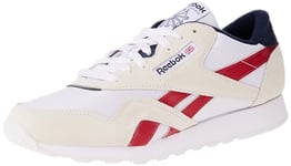 Reebok Men's Classic Nylon Sneaker, FTWR White/Flash Red/Vector Navy, 8 UK
