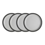 Denby - Elements Medium Fossil Grey Plates Set of 4 - Dishwasher Microwave Safe Crockery 22cm - Dark Grey, White Ceramic Stoneware Tableware - Chip & Crack Resistant Lunch Plates
