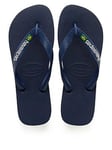 Havaianas Brasil Logo Flip Flop Sandal, Navy, Size 10-11 Younger