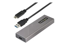 StarTech.com USB-C 10Gbps to M.2 NVMe or M.2 SATA SSD Enclosure, Tool-free M.2 PCIe/SATA NGFF SSD Enclosure, Portable Aluminum Case, USB Type-C & USB-A Host Cables, For 2230/2242/2260/2280 - Works w/ Thunderbolt 3 (M2-USB-C-NVME-SATA) - förvaringslåda - M