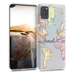 kwmobile Clear Case Compatible with Samsung Galaxy A21s - Phone Case Soft TPU Cover - Travel Black/Multicolor/Transparent