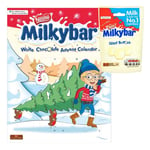Milkybar White Chocolate Christmas Advent Calendar 2020 (85g) 24 Doors to Open and 1 x Milkybar Giant Buttons Sharing Bag 103g